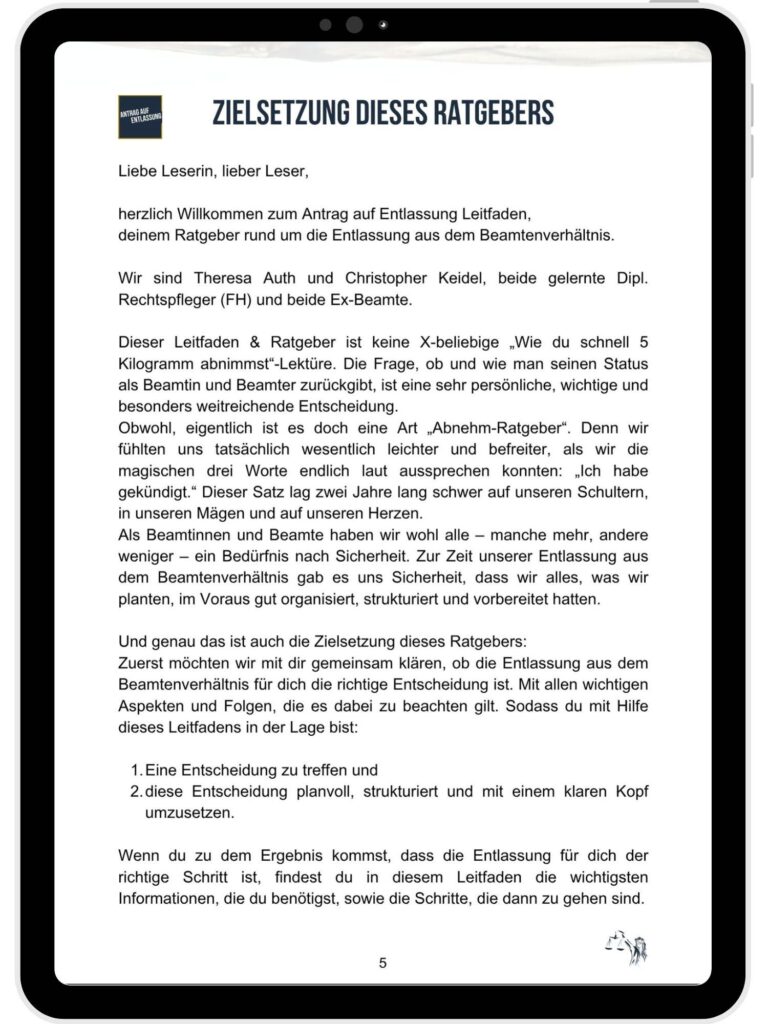 Leseprobe Ratgeber & Leitfaden für Beamte zum Thema Antrag auf Entlassung - Seite 5