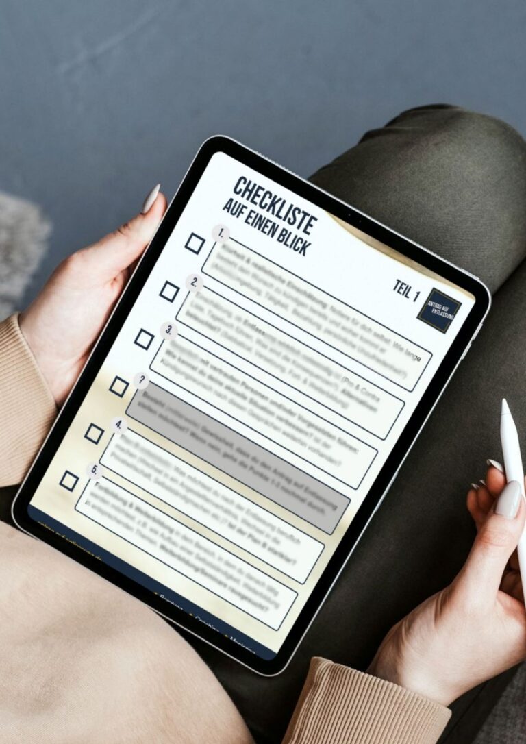 Vorschau auf einen Teil der Checkliste als Übersicht am Tablet