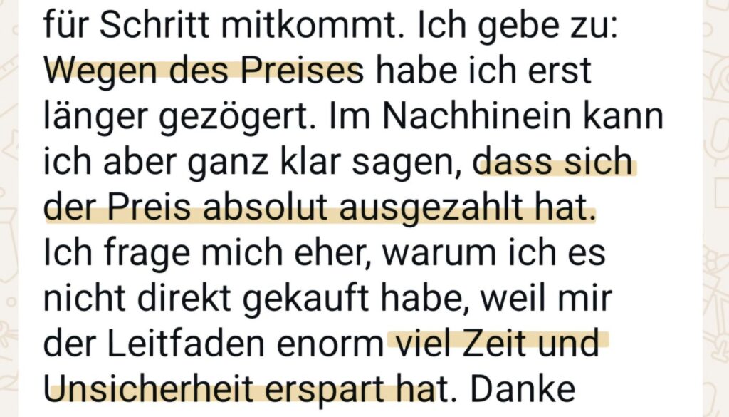 Testimonial von Nicole zum Ratgeber eBook